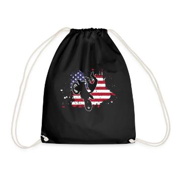 Motocross Fahrer Motorrad Usa Amerika Geschenk - Turnbeutel - Schwarz - Vorne