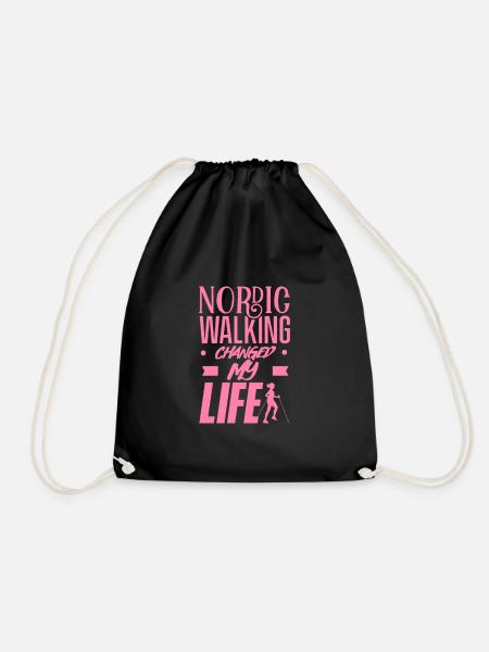 Nordic Walking Walking Hiking Nordic Walk Mama - Drawstring Bag - black