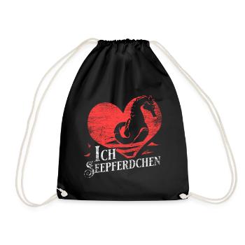 Seepferdchen Liebe Geschenk - Turnbeutel - Schwarz - Vorne