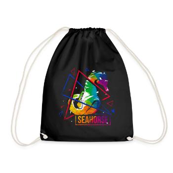 Seahorse polygon gift - Drawstring Bag - black - Front