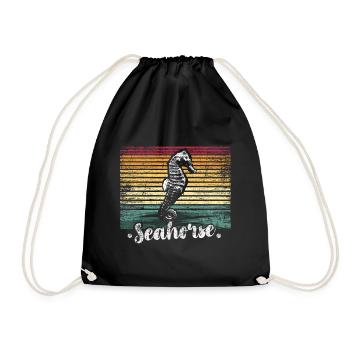sea horse - Drawstring Bag - black - Front