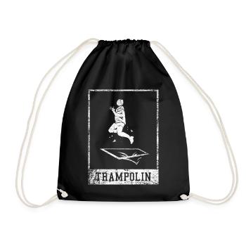 Trampolin Sprungbrett Geschenk - Turnbeutel - Schwarz - Vorne