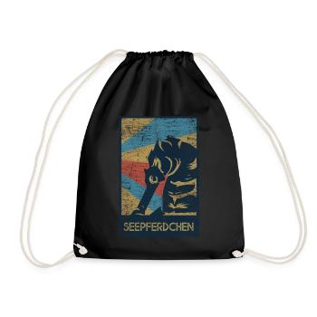 Seepferdchen Geschenk - Turnbeutel - Schwarz - Vorne