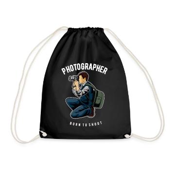 Photographer Born to shoot Photographer - Drawstring Bag - black - Front