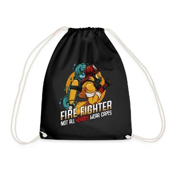 Firefighter superhero statement sayings gift idea - Drawstring Bag - black - Front