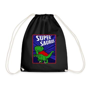 Superheld T-Rex Dinosaurier Tier Geschenkidee - Turnbeutel - Schwarz - Vorne