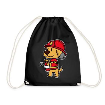 Firefighter Fire Brigade Volunteer Children - Drawstring Bag - black - Front