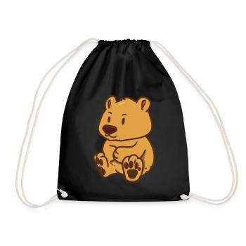 Little Cute Bear Comic Cartoon - Drawstring Bag - black - Front