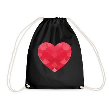 POLYGON HEART Birthday Valentine Hearts - Drawstring Bag - black - Front