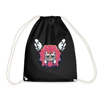 Donut chat licorne - Sac de sport léger - noir - Devant