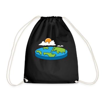 Terre globe plat cadeau disque planète - Sac de sport léger - noir - Devant