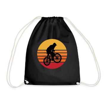 Mountainbiker Mountainbike MTB retro - Drawstring Bag - black - Front