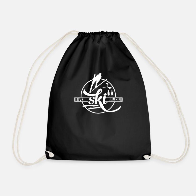 Ski jump Ski jump Ski jump Ski jumping Ski jumping Skis - Drawstring Bag - black