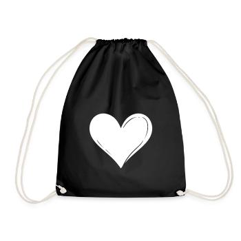Heart - Drawstring Bag - black - Front