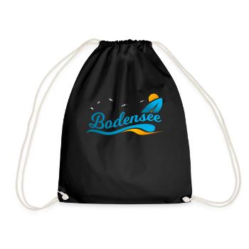 Bodensee Alpen Geschenk Shirt - Turnbeutel - Schwarz - Vorne