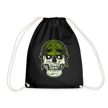 Skull Schädel Totenkopf Helm Militär Armee - Turnbeutel - Schwarz - Vorne