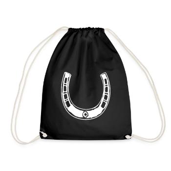 Horseshoe Horse Fool Rider Blacksmith Pony - Drawstring Bag - black - Front