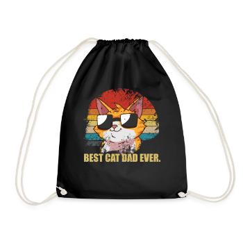 cats father - Drawstring Bag - black - Front
