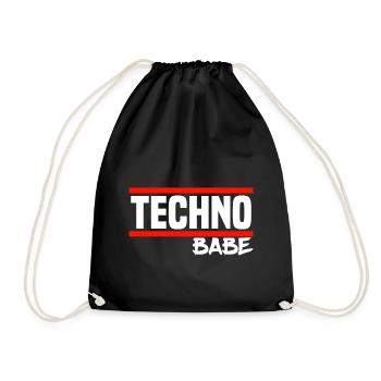 Techno Techno Babe Rave Raver Techno Festival - Turnbeutel - Schwarz - Vorne
