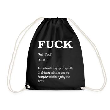 Fuck Word Meaning Duden Fun Definition Wiki - Drawstring Bag - black - Front