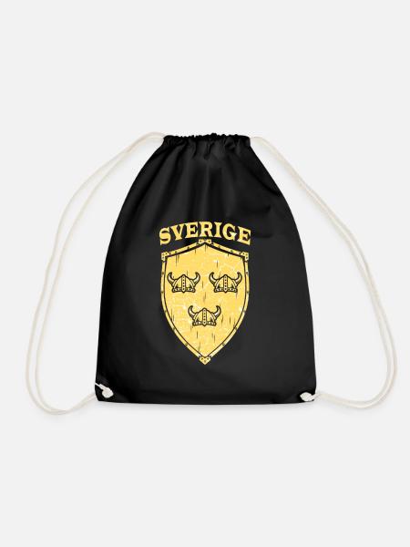 Schweden Wikinger Helm Wappen Flagge Fahne Schild - Turnbeutel - Schwarz