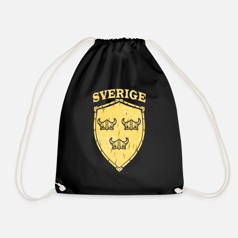 Schweden Wikinger Helm Wappen Flagge Fahne Schild - Turnbeutel - Schwarz