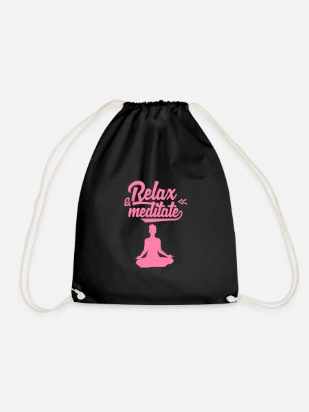 Meditate Meditate Meditate Meditate - Drawstring Bag - black