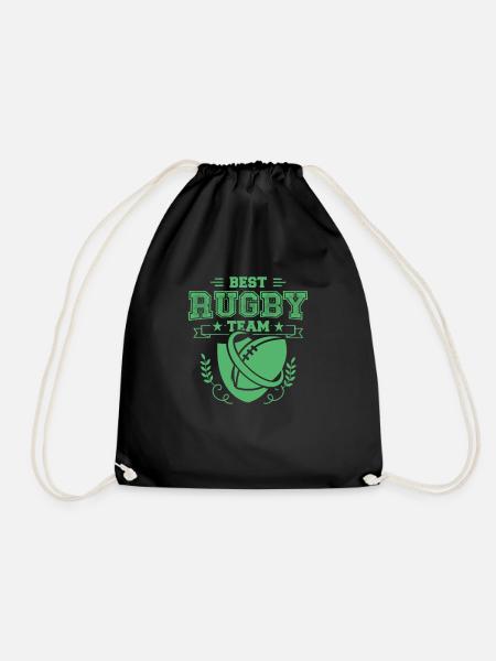 Rugby Rugby Rugby Rugby - Drawstring Bag - black