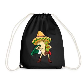 Super Taco Mexican Flag Sombrero - Drawstring Bag - black - Front