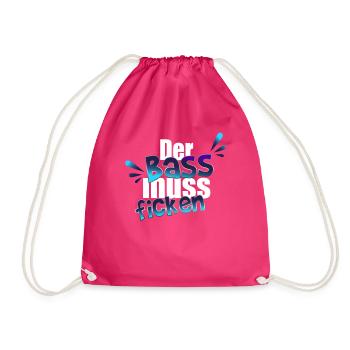 cool bass festival techno rave gift - Drawstring Bag - fuchsia - Front