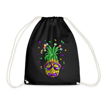 PineApple Mardi Gras - Drawstring Bag - black - Front
