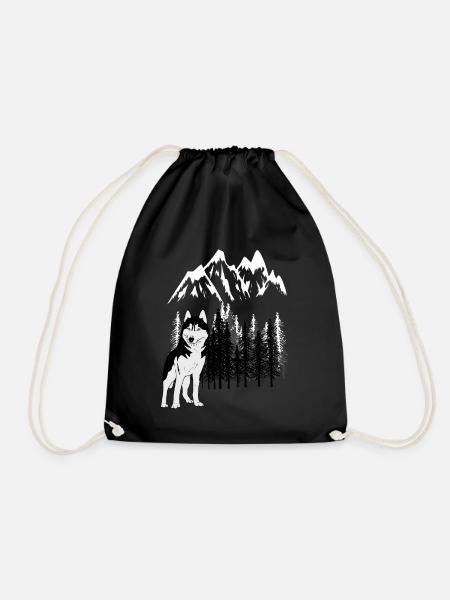 Gebirge Mountains Husky Wildnis Wild Xmas Hund - Turnbeutel - Schwarz