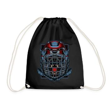 Hockey Wolf Wolves Wolfpack Ice Hockey Predator - Drawstring Bag - black - Front