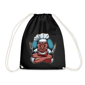 Chef porc porc sanglier cuisine cuisine cuisine animaux sauvages - Sac de sport léger - noir - Devant
