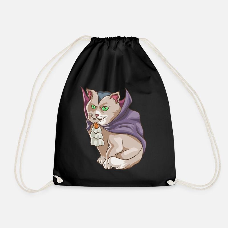 Halloween Vampire Cat - Drawstring Bag - black