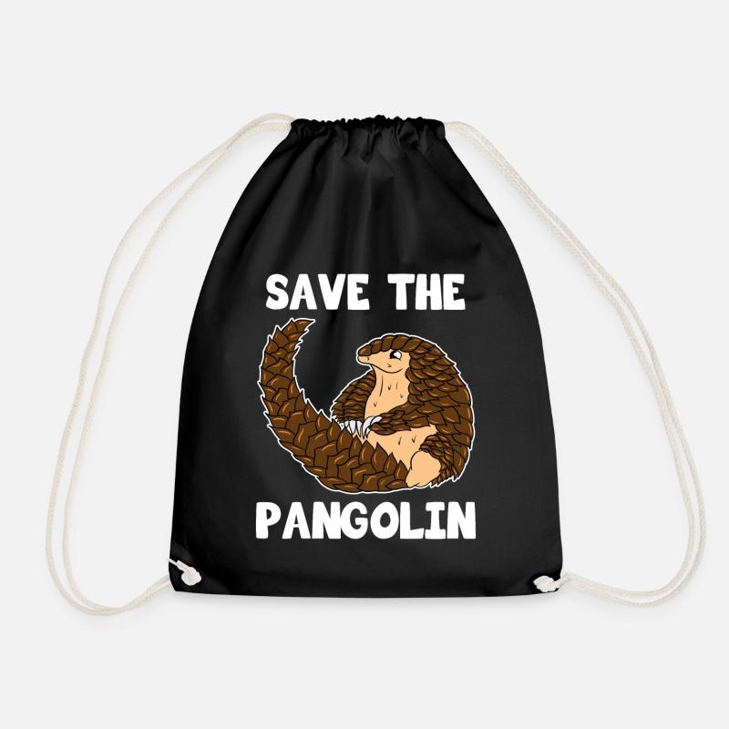 Pangolin Schuppentier Retten Selten Tier Geschenk - Turnbeutel - Schwarz