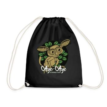 Aye-Aye Cute Finger Animal Night Active Gift - Drawstring Bag - black - Front