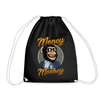 Money Monkey. Affe. Geld. Reich. Geschenkidee - Turnbeutel - Schwarz - Vorne