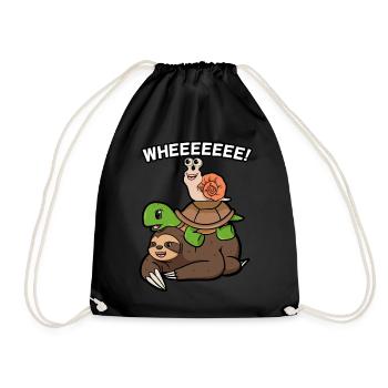 Turtle snail and sloth - Drawstring Bag - black - Front