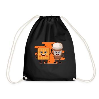 Gaufre café délicieux aliments boisson sucrée - Sac de sport léger - noir - Devant