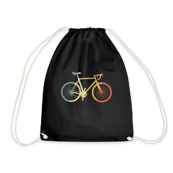 Road bike bike retro colorful gift - Drawstring Bag - black - Front