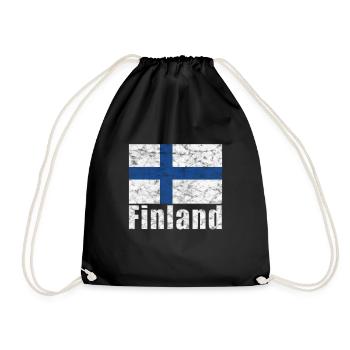 Finland flag - Drawstring Bag - black - Front