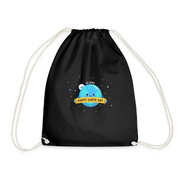 happy earthday - Drawstring Bag - black - Front