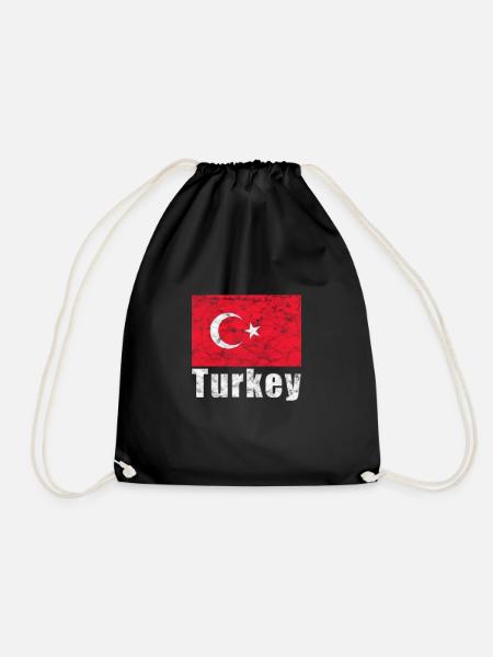Turkish flag - Drawstring Bag - black
