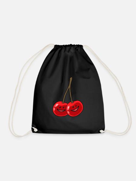 Kirsche Kirschen Sommer Süß Fruchtig happy - Turnbeutel - Schwarz