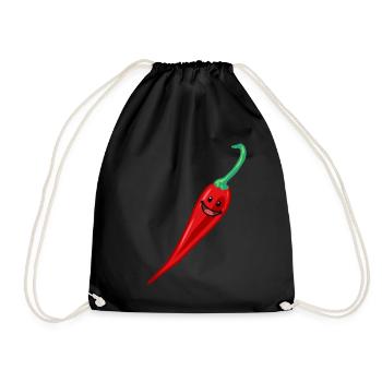 Chili Chili Pepper Pepper Spice Vegetables Vegan - Drawstring Bag - black - Front