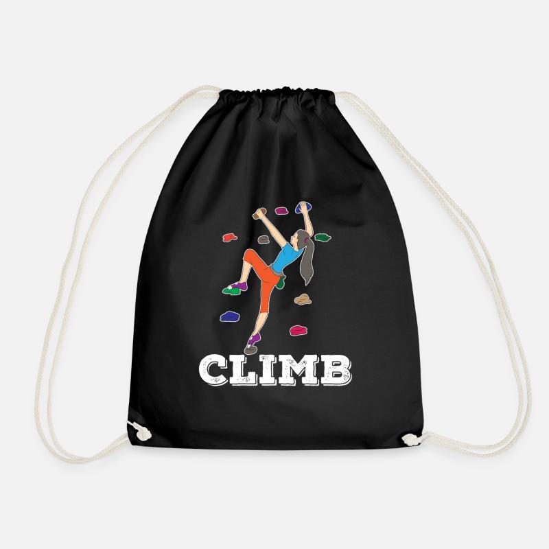 Climbing climbing gym climber bouldering gift - Drawstring Bag - black