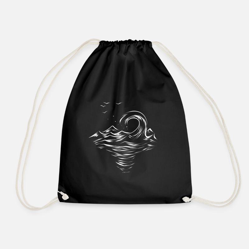 Wave - Drawstring Bag - black