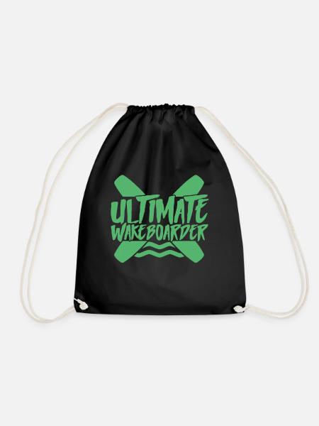 Rope WakeBoard Wakeboard Wakeboarding Wakeboarding Wakeboarder - Drawstring Bag - black