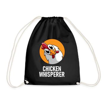 Chicken farmer chickens rooster chicken whisperer gift - Drawstring Bag - black - Front